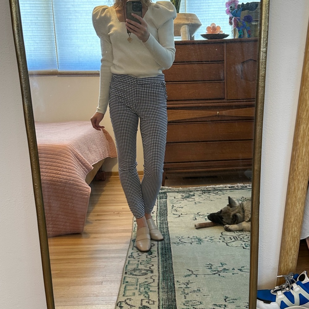 Cynthia Rowley Blue and White Checkered Pants